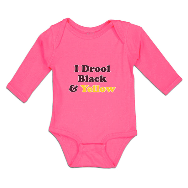 Long Sleeve Bodysuit Baby I Drool Orange & Yellow Boy & Girl Clothes Cotton