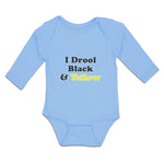 Long Sleeve Bodysuit Baby I Drool Orange & Yellow Boy & Girl Clothes Cotton