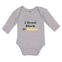 Long Sleeve Bodysuit Baby I Drool Orange & Yellow Boy & Girl Clothes Cotton