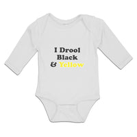 Long Sleeve Bodysuit Baby I Drool Orange & Yellow Boy & Girl Clothes Cotton