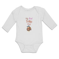 Long Sleeve Bodysuit Baby My First Turkey Day Boy & Girl Clothes Cotton