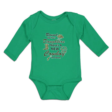 Long Sleeve Bodysuit Baby Round up Your Daughters There's A New Cowboy in Town