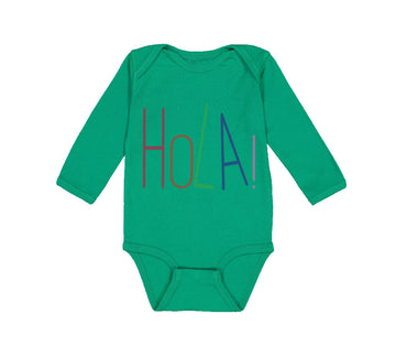 Long Sleeve Bodysuit Baby Hola! Hello Hispanic Spanish Boy & Girl Clothes Cotton