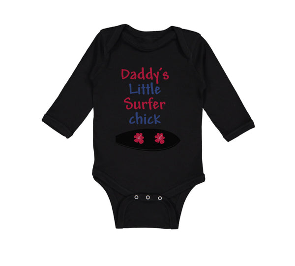 Long Sleeve Bodysuit Baby Daddy's Little Surfer Surfing Dad Father's Day Cotton - Cute Rascals