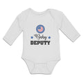 Long Sleeve Bodysuit Baby An American National Flag with Word Baby Deputy Cotton