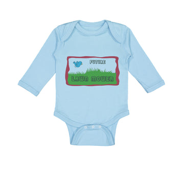 Long Sleeve Bodysuit Baby Future Lawn Mower Picture of A Blue Bird Cotton