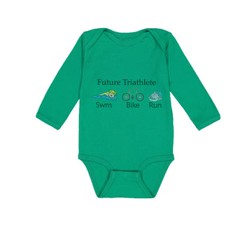 Long Sleeve Bodysuit Baby Future Triathlete Swim Bike Run Boy & Girl Clothes