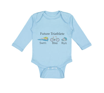 Long Sleeve Bodysuit Baby Future Triathlete Swim Bike Run Boy & Girl Clothes