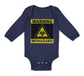 Long Sleeve Bodysuit Baby Warning Biohazard Funny Nerd Geek Boy & Girl Clothes