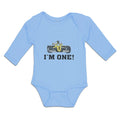 Long Sleeve Bodysuit Baby I'M 1! with Toy Race Car Boy & Girl Clothes Cotton