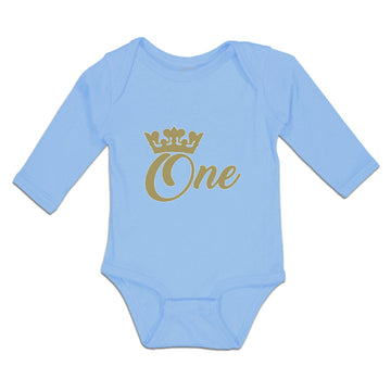 Long Sleeve Bodysuit Baby 1 Number Name with Golden Crown Boy & Girl Clothes