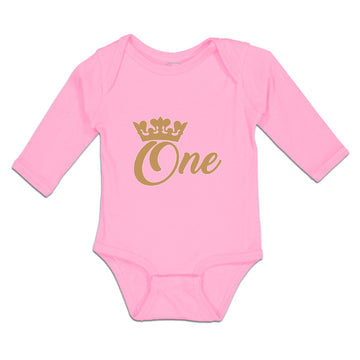 Long Sleeve Bodysuit Baby 1 Number Name with Golden Crown Boy & Girl Clothes