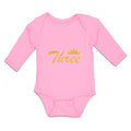 Long Sleeve Bodysuit Baby 3 Number Name with Crown Boy & Girl Clothes Cotton