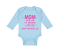 Long Sleeve Bodysuit Baby Mom Great Job! I'M Awesome! Happy Mother's Day Cotton