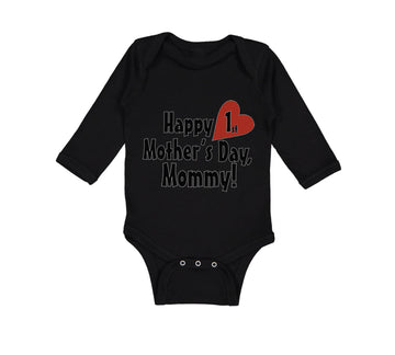 Long Sleeve Bodysuit Baby Happy First Mother's Day Mommy First Cotton