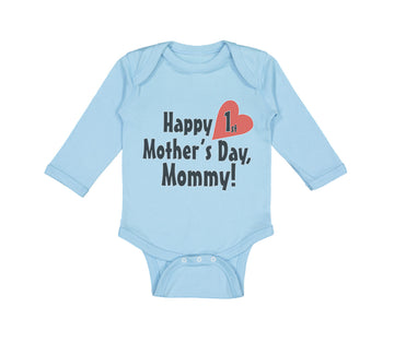 Long Sleeve Bodysuit Baby Happy First Mother's Day Mommy First Cotton