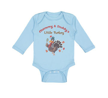 Long Sleeve Bodysuit Baby Mommy and Daddy's Little Turkey Thanksgiving Cotton