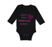 Long Sleeve Bodysuit Baby Happy First Mother's Day Mommy Mom Style B Cotton - Cute Rascals