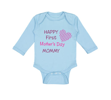 Long Sleeve Bodysuit Baby Happy First Mother's Day Mommy Mom Style B Cotton