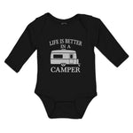 Long Sleeve Bodysuit Baby Life Is Better in A Camping and An Outdoor Adventure