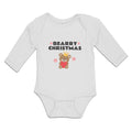 Long Sleeve Bodysuit Baby Bearry Christmas Teddy Bear Sitting Crown Cotton