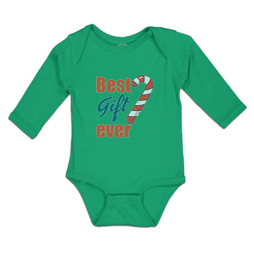 Long Sleeve Bodysuit Baby Best Gift Ever Christmas Candy Canes Cotton