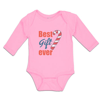 Long Sleeve Bodysuit Baby Best Gift Ever Christmas Candy Canes Cotton
