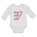 Long Sleeve Bodysuit Baby Best Gift Ever Christmas Candy Canes Cotton