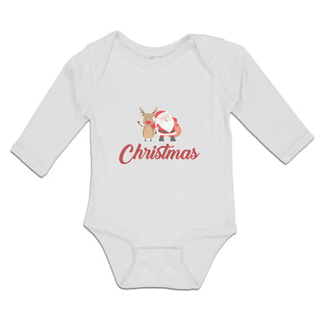 Long Sleeve Bodysuit Baby Christmas Celebration with Santa Claus and Deer Animal