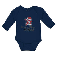 Long Sleeve Bodysuit Baby Dabbing Through The Snow Santa Claus Position Cotton - Cute Rascals