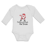 Long Sleeve Bodysuit Baby Dabbing Through The Snow Santa Claus Position Cotton - Cute Rascals