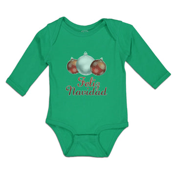 Long Sleeve Bodysuit Baby Feliz Navidad An Christmas Decoration Hanging Balls