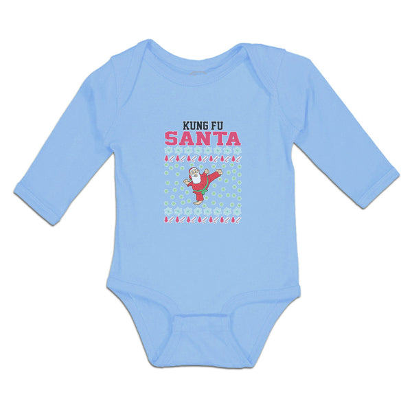 Long Sleeve Bodysuit Baby Kung Fu Santa Funny Pose Boy & Girl Clothes Cotton