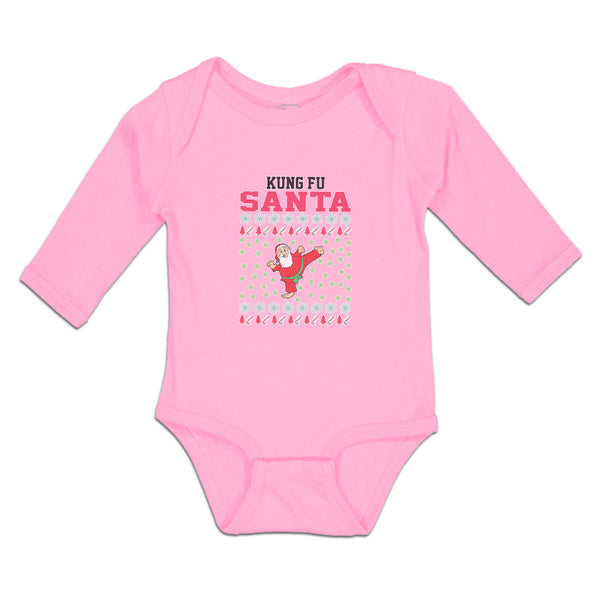 Long Sleeve Bodysuit Baby Kung Fu Santa Funny Pose Boy & Girl Clothes Cotton