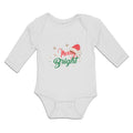 Long Sleeve Bodysuit Baby Merry Bright with Christmas Santa Cap Cotton