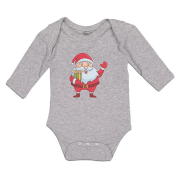 Long Sleeve Bodysuit Baby Christmas Santa Claus with Gift Box Wishing Everyone