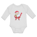 Long Sleeve Bodysuit Baby Christmas Santa Claus with Gift Box Wishing Everyone