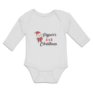 Long Sleeve Bodysuit Baby Pyper's 1St Christman with Santa Claus Cotton