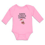 Long Sleeve Bodysuit Baby Santa Claus Is Coming with Snow Riding Stick Cotton