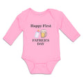 Long Sleeve Bodysuit Baby Happy Father's Beer Glass Feeding Bottle Cotton