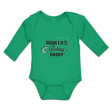 Long Sleeve Bodysuit Baby Abuelo's Fishing Buddy Fish and Fishing Net Cotton