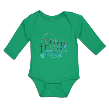 Long Sleeve Bodysuit Baby Daddy's Fishing Buddy Fish with Fishing Net Cotton