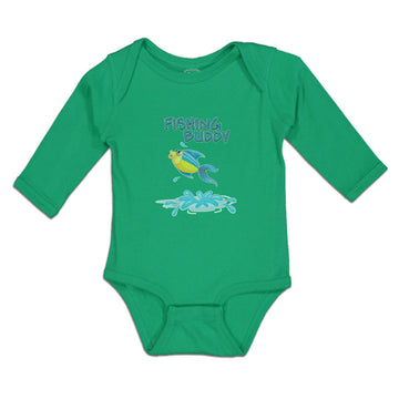 Long Sleeve Bodysuit Baby Fishing Buddy Fish in Water and Jumping Cotton