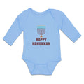 Long Sleeve Bodysuit Baby Happy Hanukkah Menorah Candlestand with 7 Candles