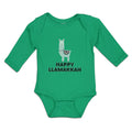 Long Sleeve Bodysuit Baby Happy Llamakkah Domestic Animal Alpacas Cotton