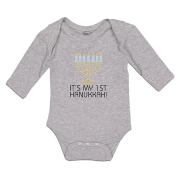 Long Sleeve Bodysuit Baby It's Hanukkah! Menorah Candlestand Candles Cotton