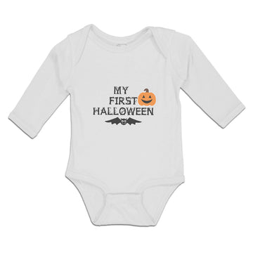 Long Sleeve Bodysuit Baby My First Halloween with Bat Boy & Girl Clothes Cotton