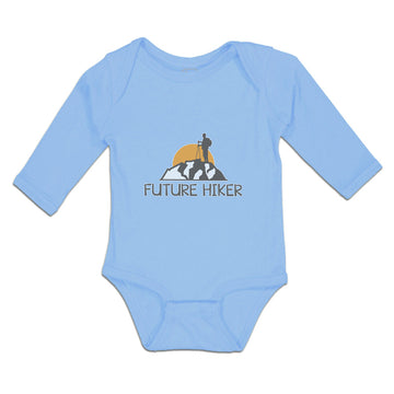 Long Sleeve Bodysuit Baby Hiker Tourist Hiking. Standing Ledge Cotton