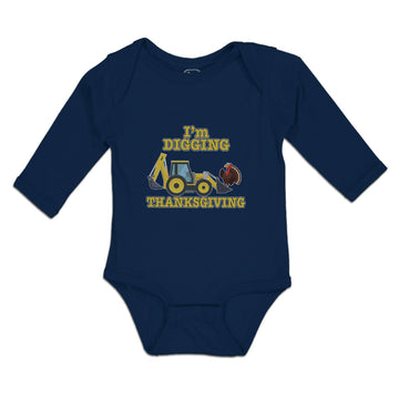 Long Sleeve Bodysuit Baby I'M Digging Thanksgiving Bird Wings Jcb Cotton