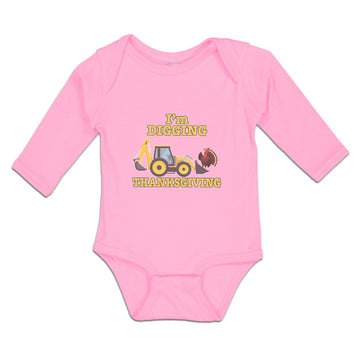 Long Sleeve Bodysuit Baby I'M Digging Thanksgiving Bird Wings Jcb Cotton